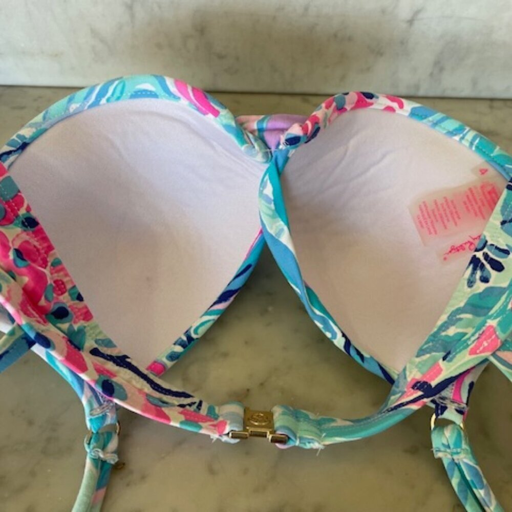 LILLY PULITZER Blossom Bikini Bra Underwear Top RN 15101 Turquoise Pink - Picture 10 of 13
